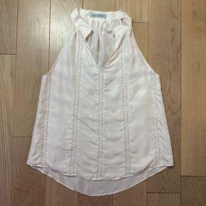 Geren Ford White 100% Silk Sleeveless Top | Size: S